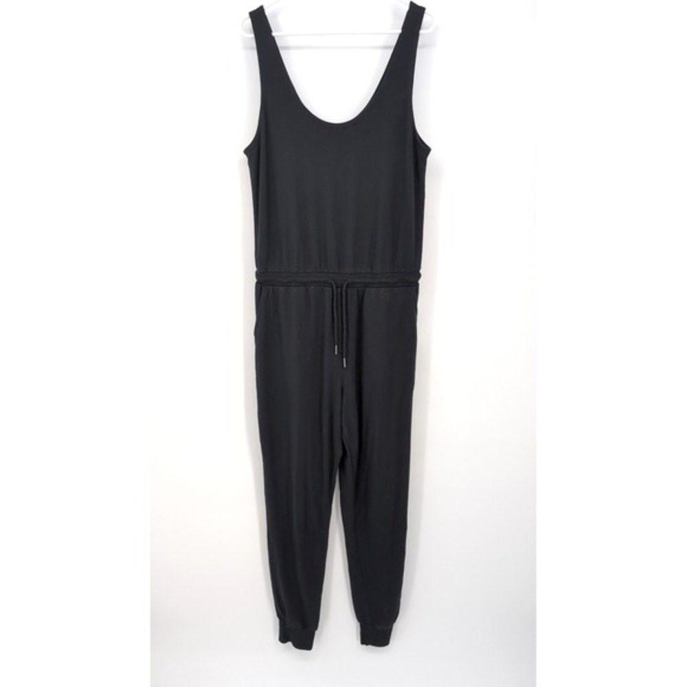 Athleta Jumpsuit Black Sleeveless Drawstring Jogger Womens Large‎